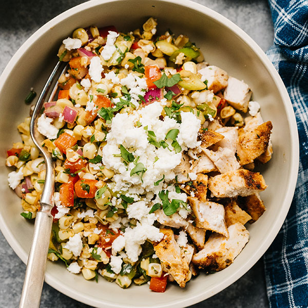 Grilled Chicken and Corn Salad with Easy Caesar Dressing